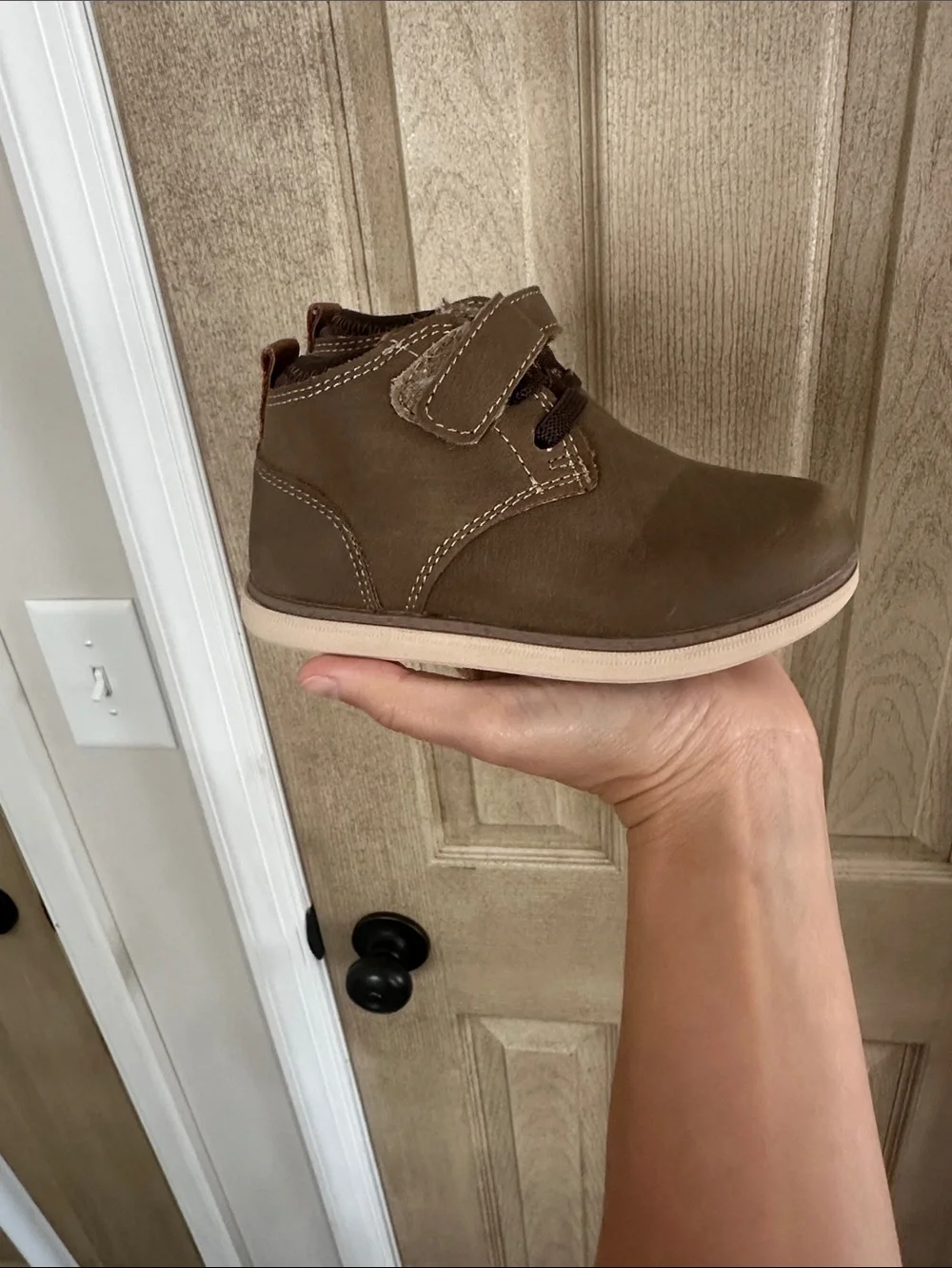 Crown Vintage Brown Kids Ankle Boots with Cream Sole